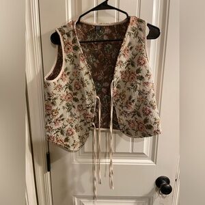 SHEIN Floral Vest Top - Cream and Pink